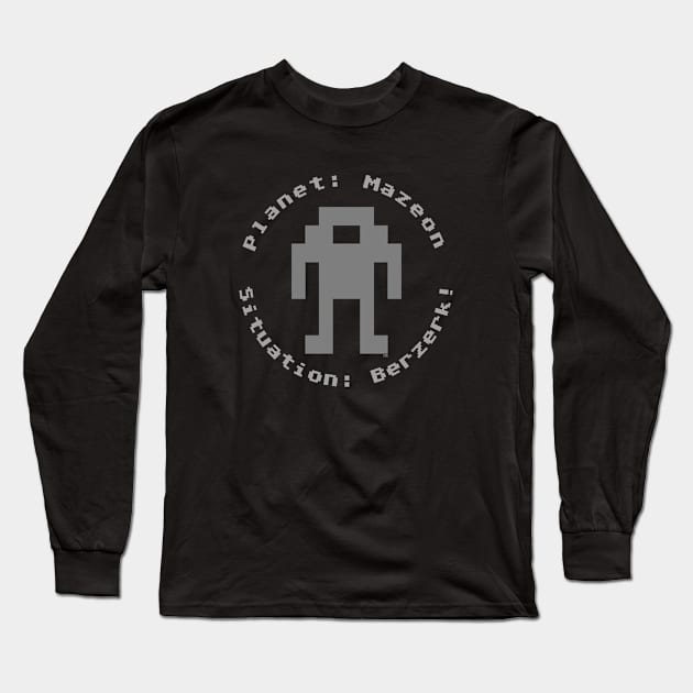 Planet Mazeon Robot - Dark Monochrome Long Sleeve T-Shirt by Out of Memory